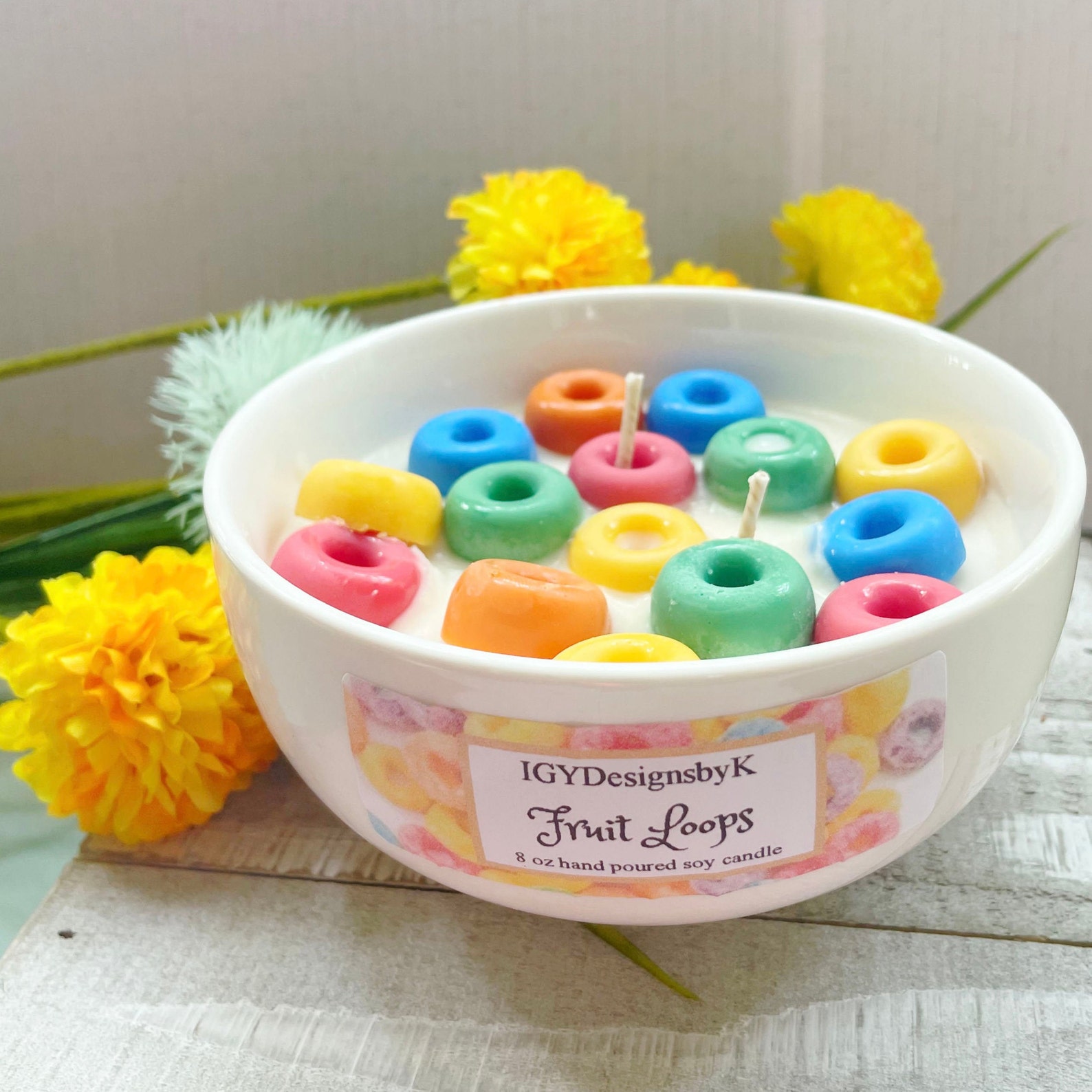 Fruit Loops Mini Candle Cereal Bowl Scented Soy Wax Candle Etsy