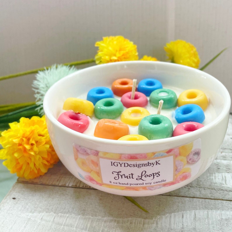 Fruit Loops Mini Candle Cereal Bowl Scented Soy Wax Candle Etsy