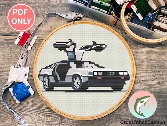 DeLorean Cross Stitch Pattern: 80s Car, Back to the Future Inspired (PDF Pattern)