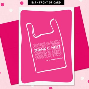 Thank U Next – Ariana Grande, bedankkaart met roze envelop, 5 x 7