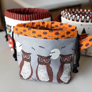 Vintage Inspired Halloween Project Bag, Knitting Project Bag, Crocheter Project Bag,   Makeup Bag, Drawstring Bag