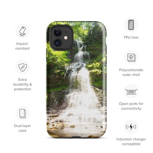 Waterfall iPhone Case – Dual Layer Nature Phone Cover with Forest Scene – Protective Mountain Stream Art Case
