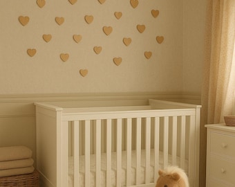 Wooden Hearts - Boho Nursery - Heart Decor - Love Heart Bedroom Decor - Heart Theme Decor - Heart Wall Decal - Girls Bedroom Decor
