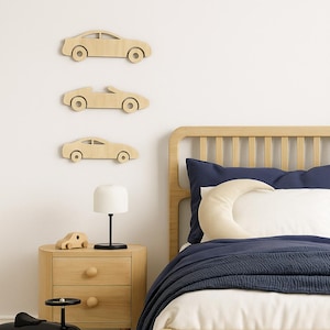 Wooden Cars Wall Art - Vehicle Shapes- Car Theme Nursery - Wooden Car Sign - Vehicle Wall Art - Car Wall Decal Stickers - Car Bedroom Theme