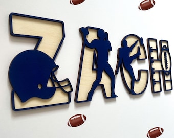 American Football Sign - American Football Letters - Personalised Name Sign - Custom Name Decor - Football Theme Decor - Wall Art