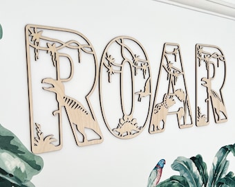 Roar Sign - Nursery Decor - Name Sign - Dinosaur Wall Art - Personalised Wall Sign - Dinosaur Nursery Decor - Jungle Themed Decor