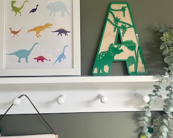 Naambord dinosaurus - dinosaurusletters - gepersonaliseerd naambord - aangepaste naamdecor - decor dinosaurusthema - muurkunst dinosaurus