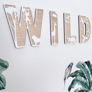 Wild Sign - Nursery Decor - Name Sign - Safari Wall Art - Personalised Wall Sign - Safari Nursery Decor - Jungle Themed Decor
