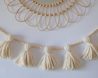 Tassel Garland - Custom Nursery Decor - Tassel Bunting - Nursery Wall Hanging - Boho - Yarn Garland - Neutral Garland - Shelf Decor - Scandi