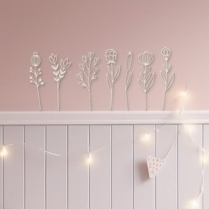 Wooden Flowers - Boho Nursery - Flower Decor - Wildflower Bedroom Decor - Flower Theme Decor - Flower Wall Decal - Girls Bedroom Decor