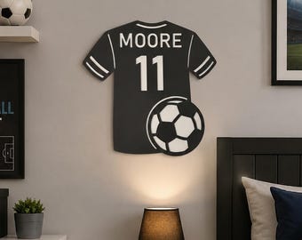 Wooden Football Shirt Wall Art - Football Shirt - Football Wall Decor - Football Theme Bedroom Decor - Soccer Wall Art - Personalised Sign