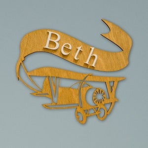 Wooden Aeroplane Name Sign- Nursery Decor- Plane Name Sign- Plane Wall Art- Plane Wall Decor- Plane Wall Decor- Customised Name Plaque
