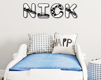 Wooden Race Car Name Sign - Personalised Name Plaque - Custom Name Decor - Racing Car Theme Bedroom - Sports Car Wall Art - Wooden Car Sign