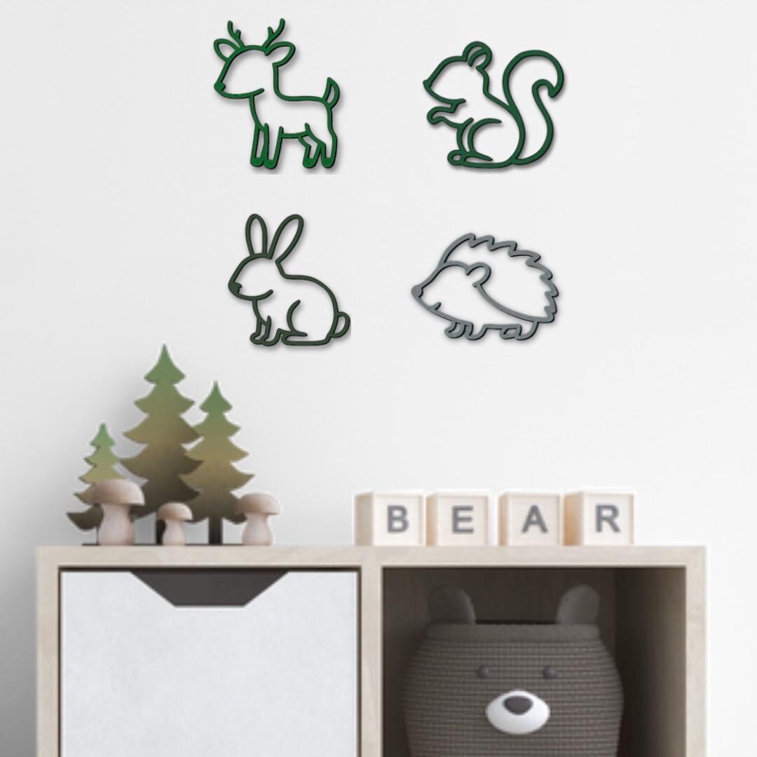 Woodland Animal Wall Art Set – Wooden Nursery Decor – Deer, Squirrel ...