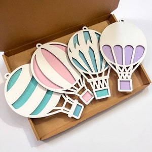 Wooden Hot Air Balloon- Boho Nursery - Balloon Decor - Hot Air Balloon Bedroom - Girls Bedroom - Scandi Nursery Decor- Hot Air Balloon Decal