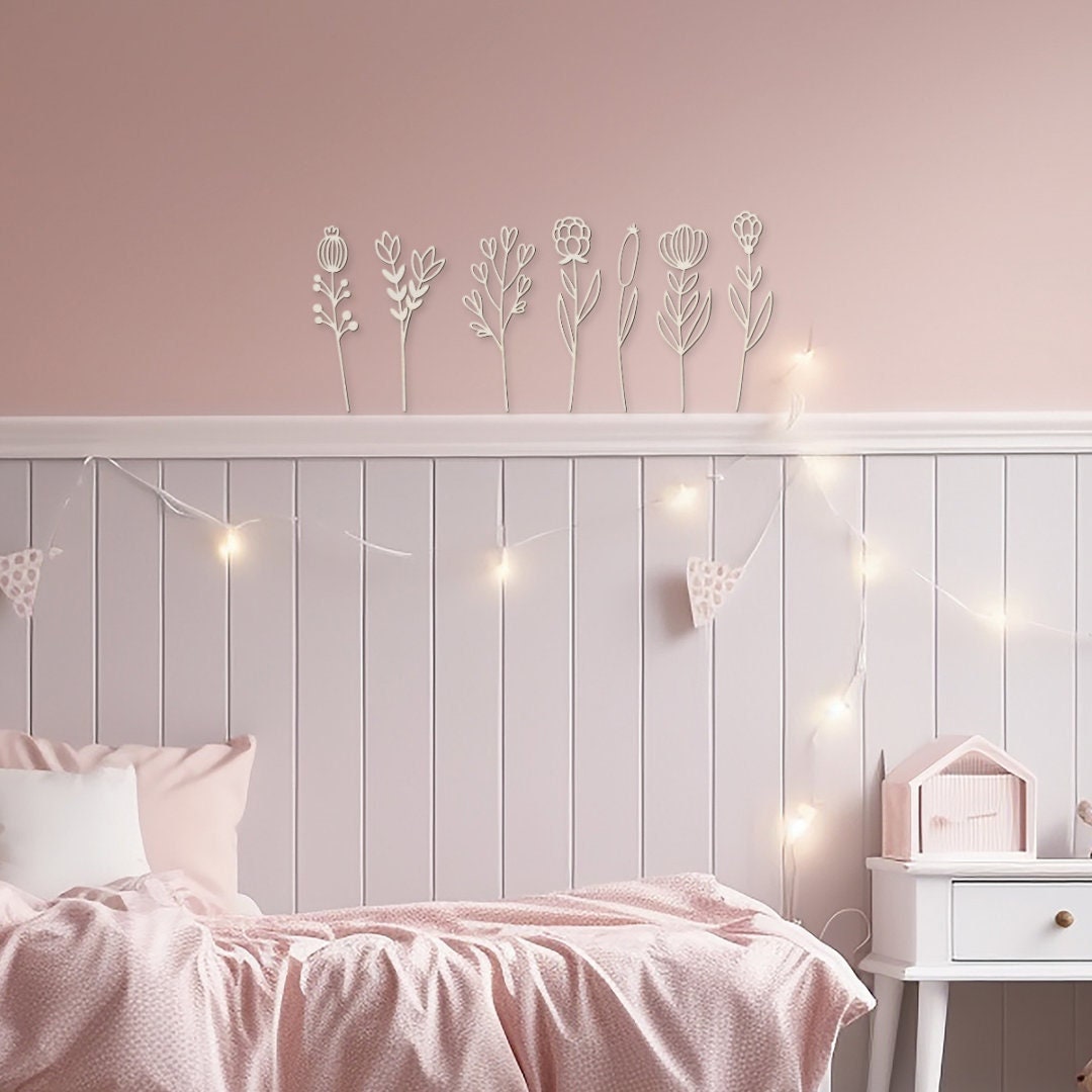 Wooden Flowers Boho Nursery Flower Decor Wildflower Bedroom Decor