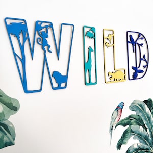 Wild Sign - Nursery Decor - Name Sign - Safari Wall Art - Personalised Wall Sign - Safari Nursery Decor - Jungle Themed Decor