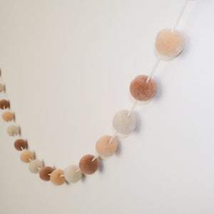 Mini Pom Pom Garland - Pom Pom Garland - Nursery Decor - Nursery Garland - Pom Pom Bunting - Playroom Decor - Cream, Brown, Neutral
