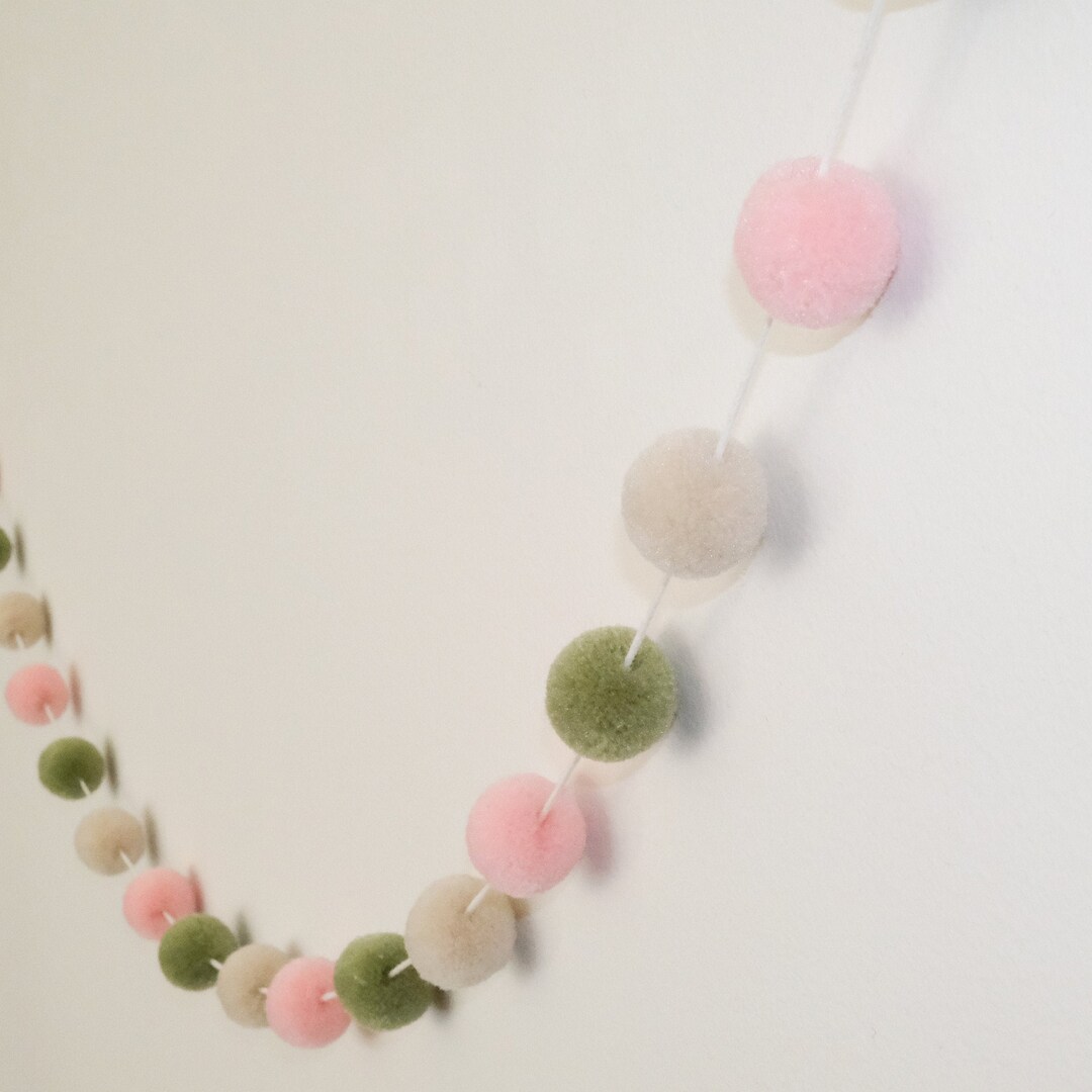 Mini Pom Pom Garland Pom Po Garland Nursery Decor Nursery Garland Pom