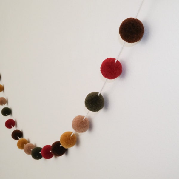 Mini Pom Pom Garland - Pom Pom Garland - Nursery Decor - Nursery Garland - Pom Pom Bunting - Playroom Decor - Rainbow - Autumn Garland