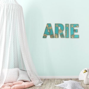 Under The Sea Name Sign Seashell Letters Personalised Name Sign Custom Name Decor Mermaid Theme Decor Under The Sea Wall Art image 2