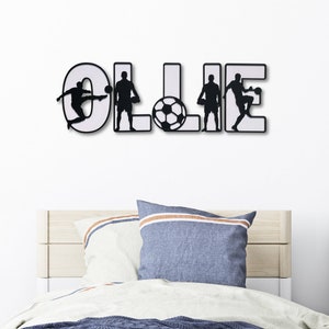 Letrero con nombre de fútbol - Letras de fútbol - Letrero con nombre personalizado - Decoración con nombre personalizada - Decoración con temática de fútbol - Arte mural de fútbol - Arte de fútbol