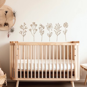 Wooden Flowers - Boho Nursery - Flower Decor - Wildflower Bedroom Decor - Flower Theme Decor - Flower Wall Decal - Girls Bedroom Decor