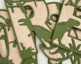 Dinosaur Name Sign - Wooden Dino Letters - Personalised Name Sign - Custom Name Decor - Dinosaur Theme Bedroom Decor - Dinosaur Wall Art