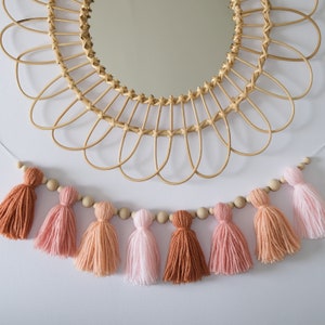 Tassel Garland - Custom Nursery Decor - Tassel Bunting - Nursery Wall Hanging - Boho - Yarn Garland - Pink Tassel Garland - Shelf Decor