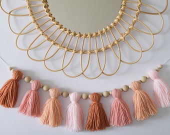 Tassel Garland - Custom Nursery Decor - Tassel Bunting - Nursery Wall Hanging - Boho - Yarn Garland - Pink Tassel Garland - Shelf Decor