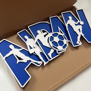 Football Name Sign - Football Letters - Personalised Name Sign - Custom Name Decor - Football Theme Decor - Football Wall Art - Soccer Art