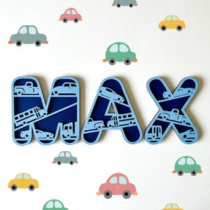Car Name Sign - Car Letters - Personalised Name Sign - Custom Name Decor - Car Theme Decor - Car Wall Art - Car Wall Decor- Vehicle Wall Art