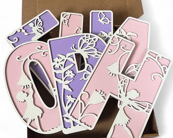 Fairy Name Sign - Fairy Letter - Personalised Name Sign - Custom Name Decor - Girls Room Sign - Wooden Name Sign - Fairy Nursery Decor
