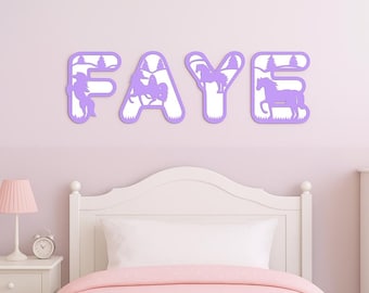 Wooden Horse Name Sign - Horse Letters - Personalised Name Plaque - Custom Name Decor - Horse Bedroom Decor - Unicorn Wall Art - Pony Sign