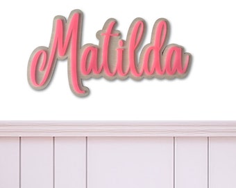 Gelaagd naambord - gepersonaliseerd naambord - aangepast naambord - 3D naambord - decor kinderkamer - kinderkamer - houten naambordje - bord kinderkamer