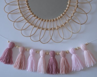 Tassel Garland - Custom Nursery Decor - Tassel Bunting - Nursery Wall Hanging - Boho - Yarn Garland - Pink Tassel Garland - Shelf Decor