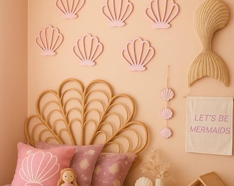 Wooden Seashells - Shell - Wooden Shell - Under The Sea Bedroom Decor - Mermaid Theme Decor - Nursery Decor - Shell Wall Decal Stickers