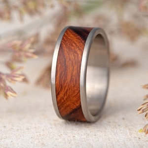 Titanium Ironwood Wedding Ring, Engagement Industrial modern ring, 5 year anniversary gift  for Him Her, Dark wood ring, Handmade to Order
