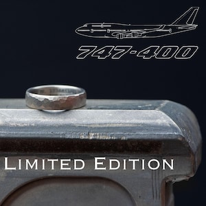 Boeing 747 Aviation ring - Jet Engine Wedding band - Made from a CF6 First Stage Engine Blade