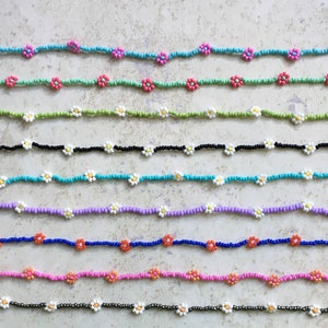 Daisy Flower Beaded Choker, Dainty Choker Necklace, Choker Necklace, Boho Choker, Womens Necklace, Beaded Necklace, Beaded Choker, Chokers