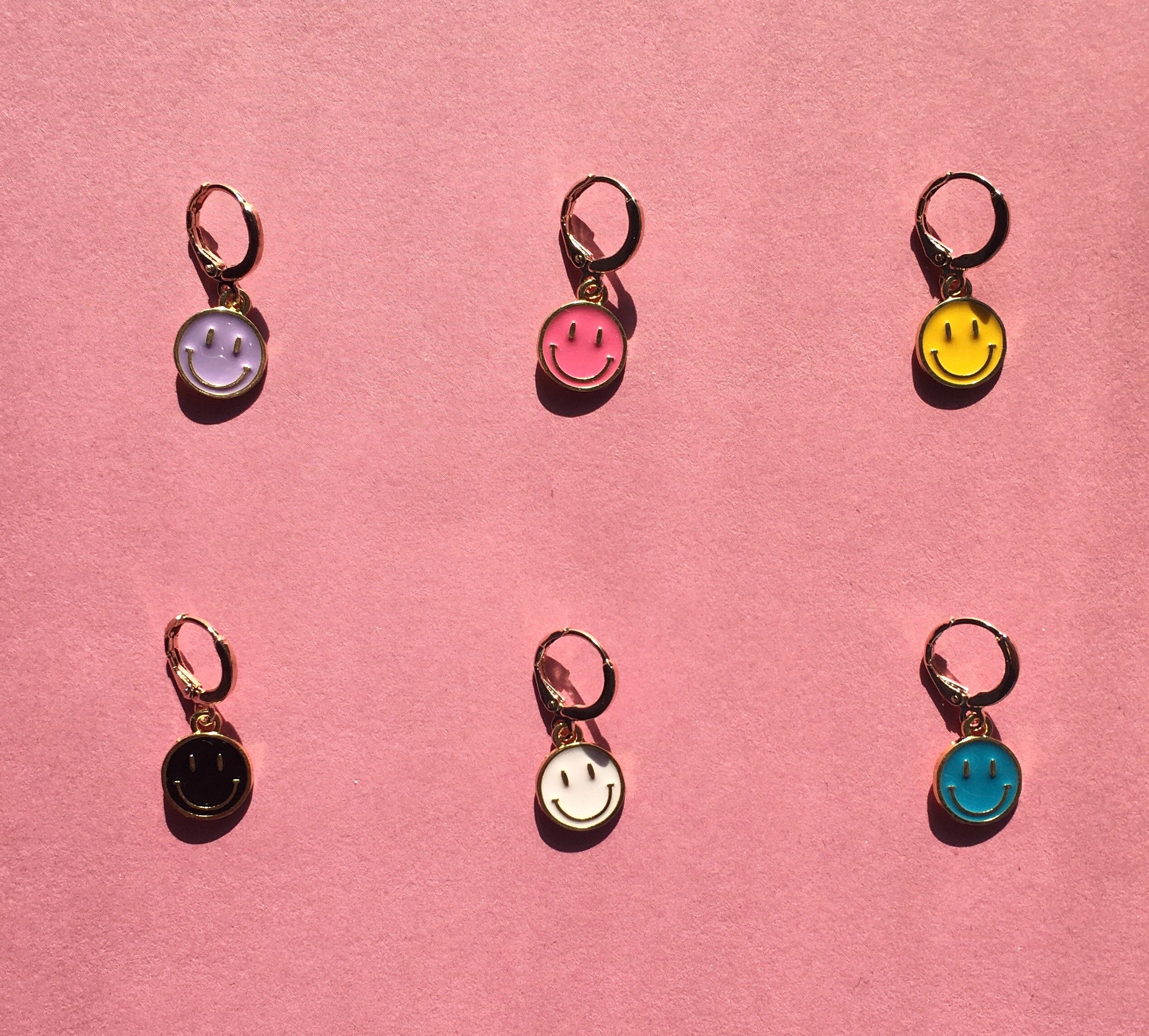 Smiley Face Flower Charms, Rainbow Charms, Charm Bracelets, Jewelry Making Charms, Cute Charms, Unique Charms, 5 per Pack