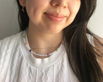 Funky Beaded Necklace, Beaded Necklace, Beaded Choker, Heart Beaded Necklace, Dice Necklace, Funky Choker, Funky Jewelry, Pearl Necklaces