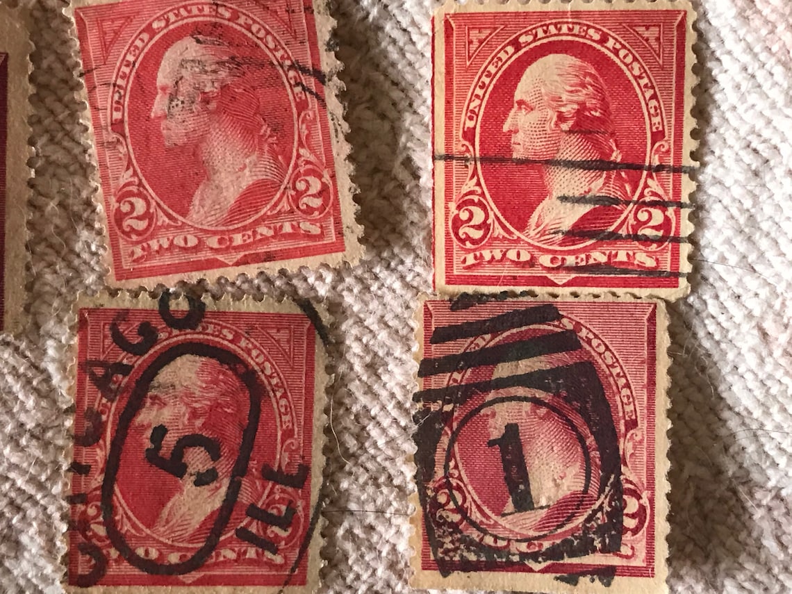 Washington 2 Cent Stamps, Rare Collection of 12 Etsy