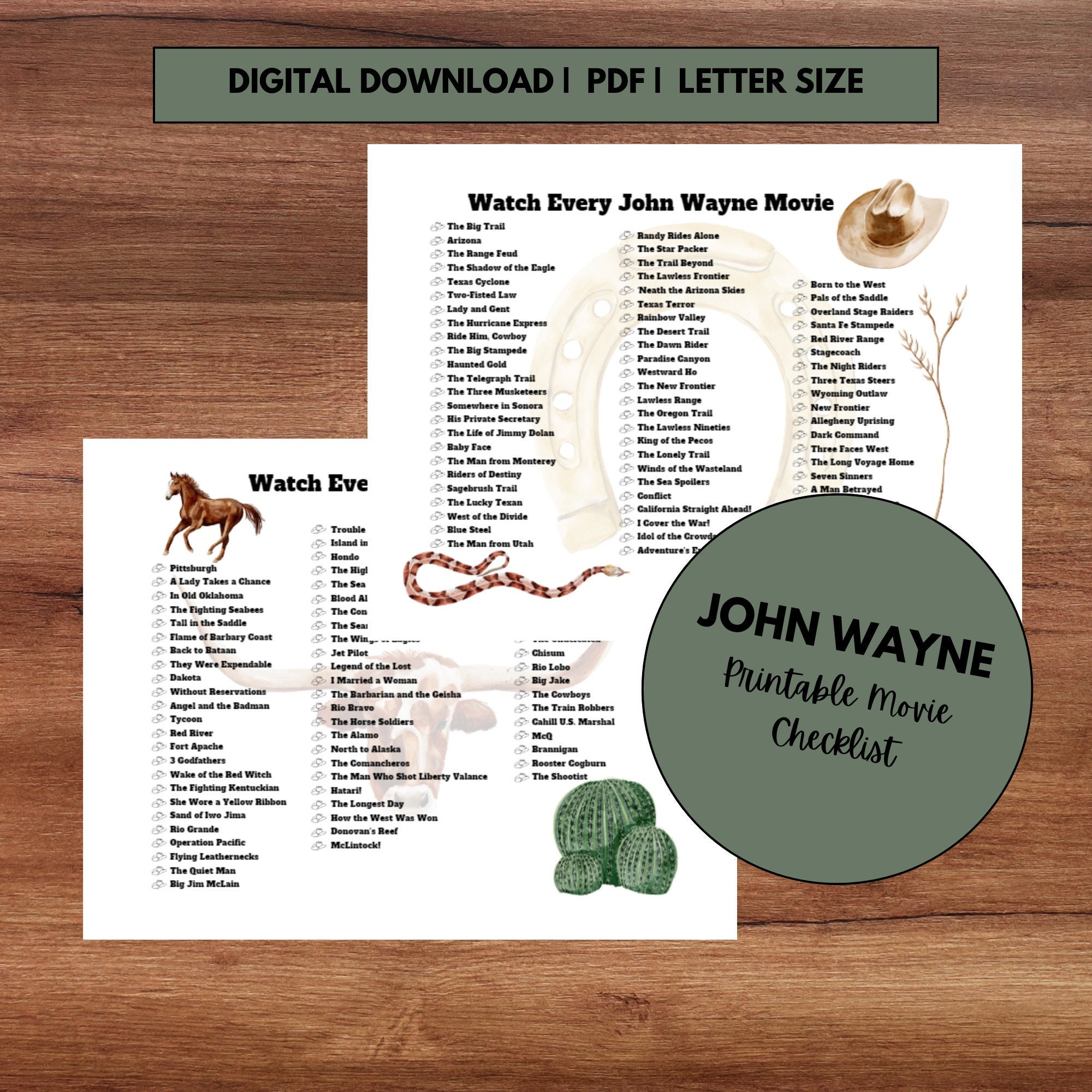 John Wayne Movie Checklist John Wayne Movie Checklist Movie List Actor ...