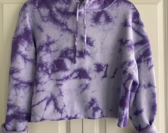 Hand-Dyed Hyacinth Cropped Hoodie