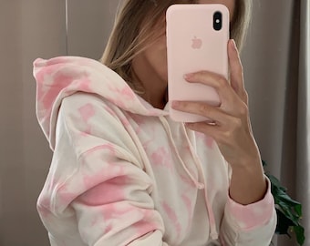 Hand-Dyed Rose Quartz Cropped Hoodie