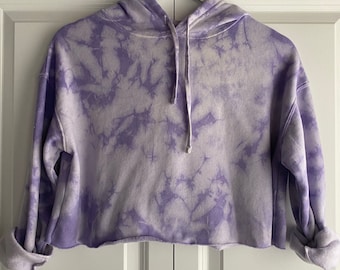 Hand-Dyed Lavender Cropped Hoodie