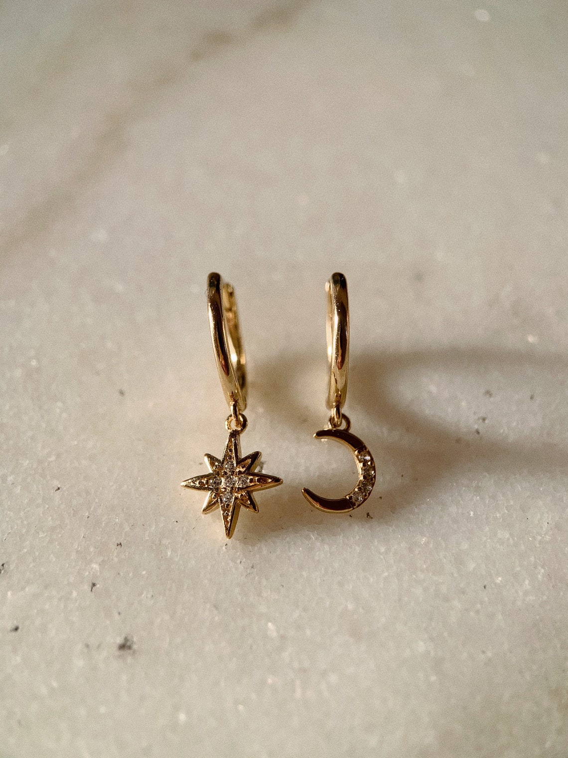 Star and moon earrings Mismatched earrings Moon star Etsy