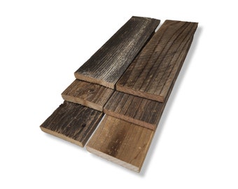 Rustic Barnwood Reclaimed Wood Planks. 6 Boards (12" x 3.5")