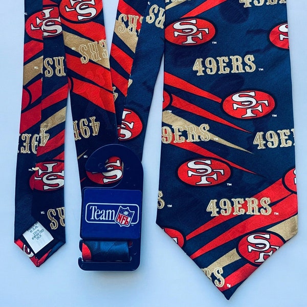 San Francisco 49ers Team NFL Necktie - Vintage Football Tie - Made in USA 100% Silk